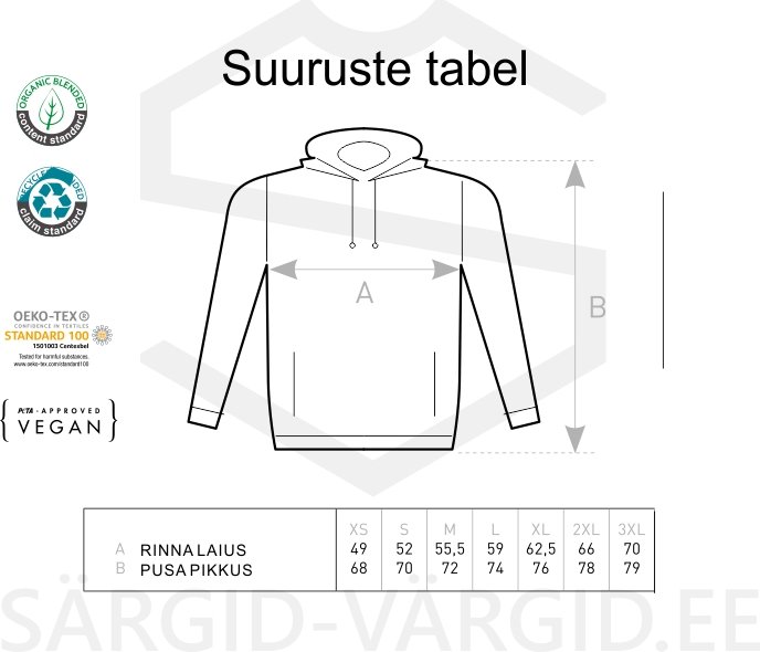 Orgaanilisest puuvillast unisex kapuutsiga pusa - Pilt 2