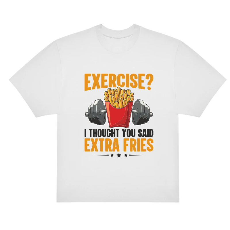 T-särk "Exercise? Extra fries" - Pilt 2